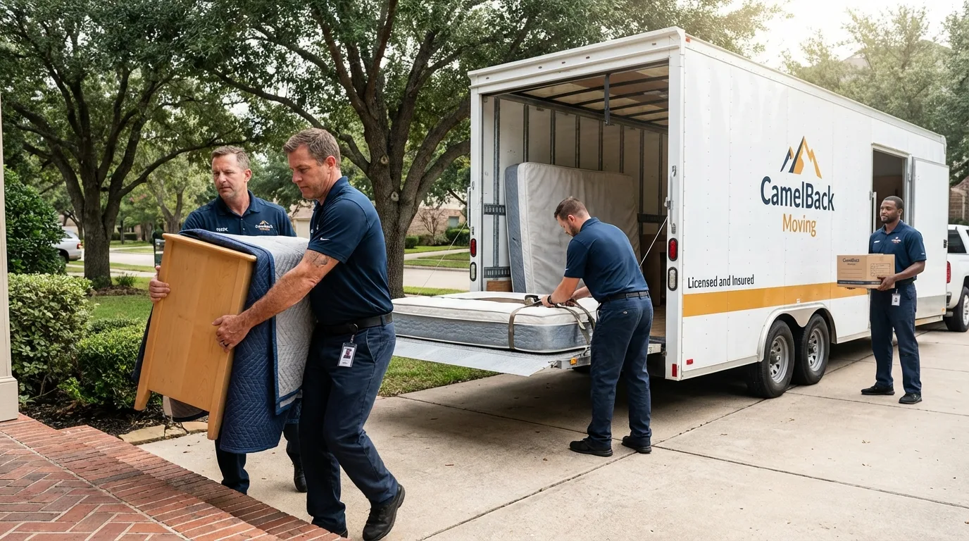Crew loading residential truck for cross-state move from Clayton, OH