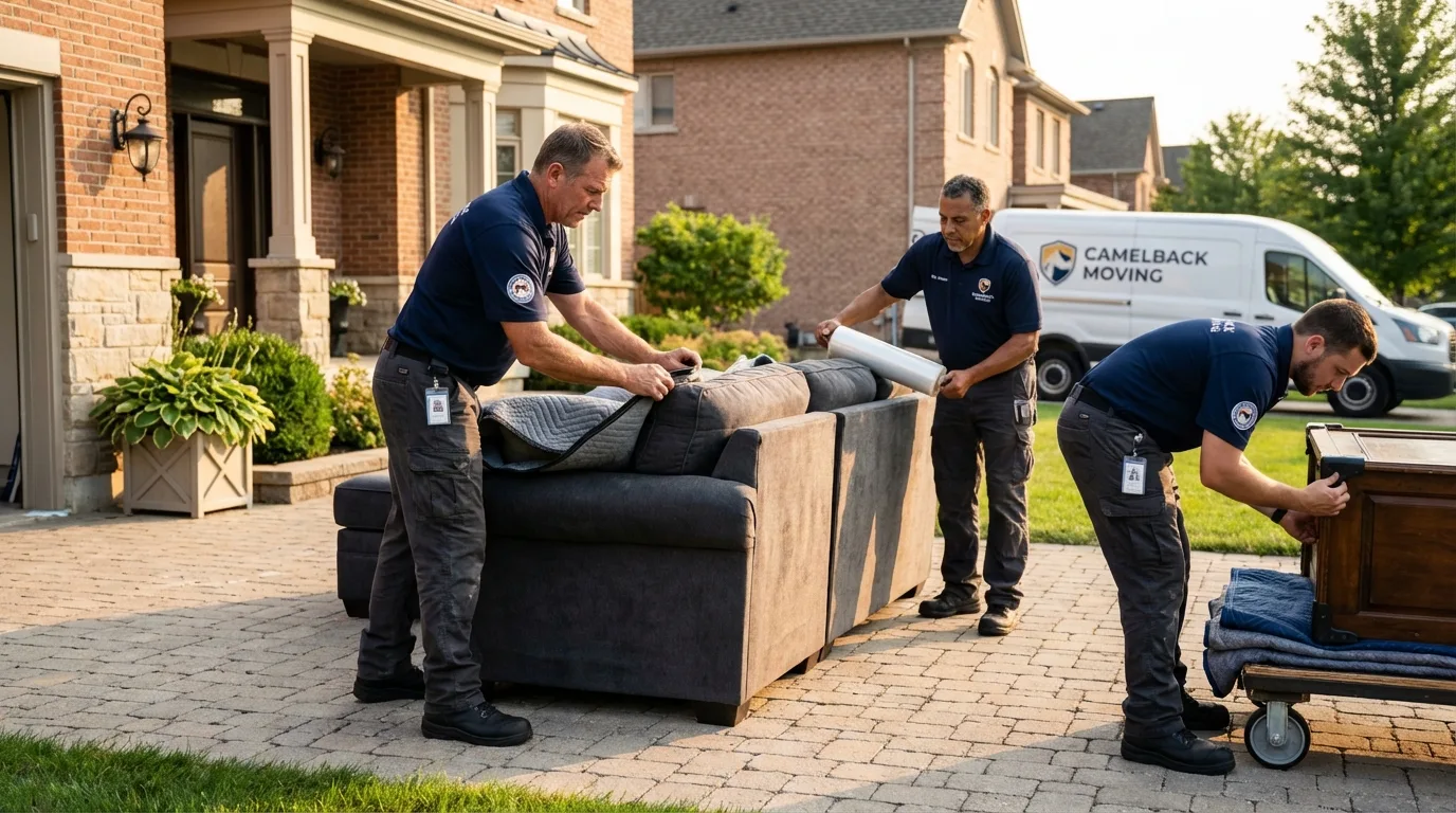 Large estate moving crew wrapping furniture in Clayton, OH