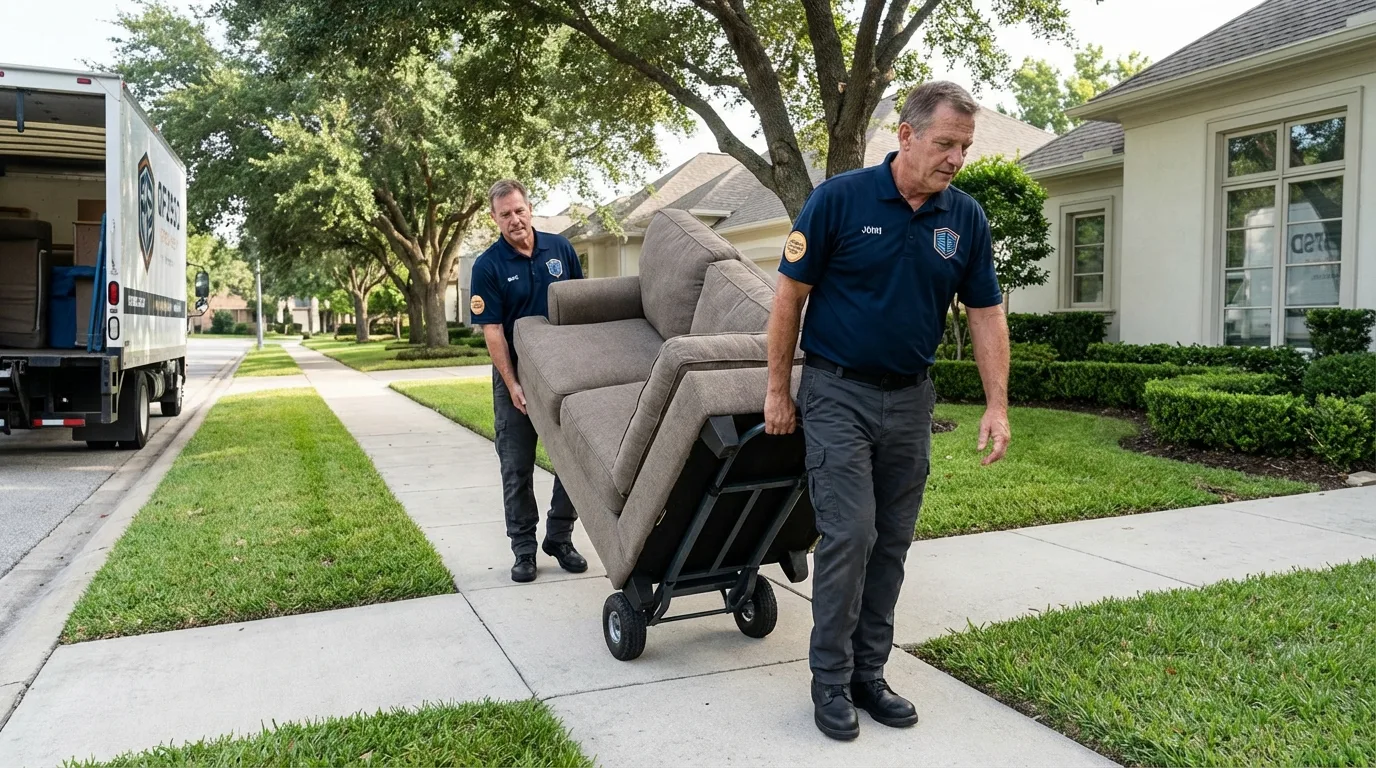 Local residential moving crew loading furniture in Clayton, OH